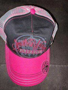 Smith & Wesson Women's Pink and Black Mesh Logo Cap